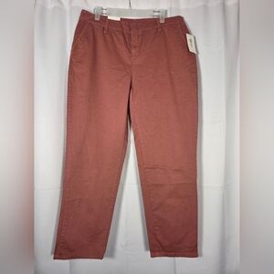NWT STYLE & CO Pink Chino Khaki Flat Front Pants Women's Size 10 Ankle